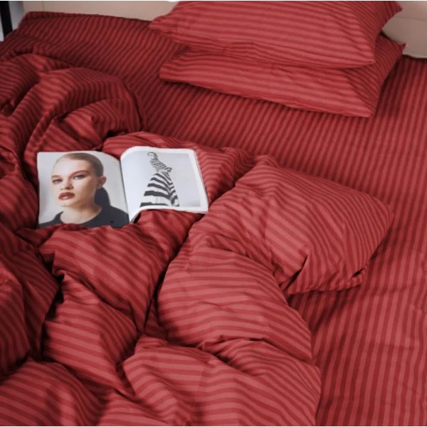 Фото - Комплект постельного белья детский MirSon Ranforce Elite 17-0608 Stripe Red 110х140 (2200010365160)